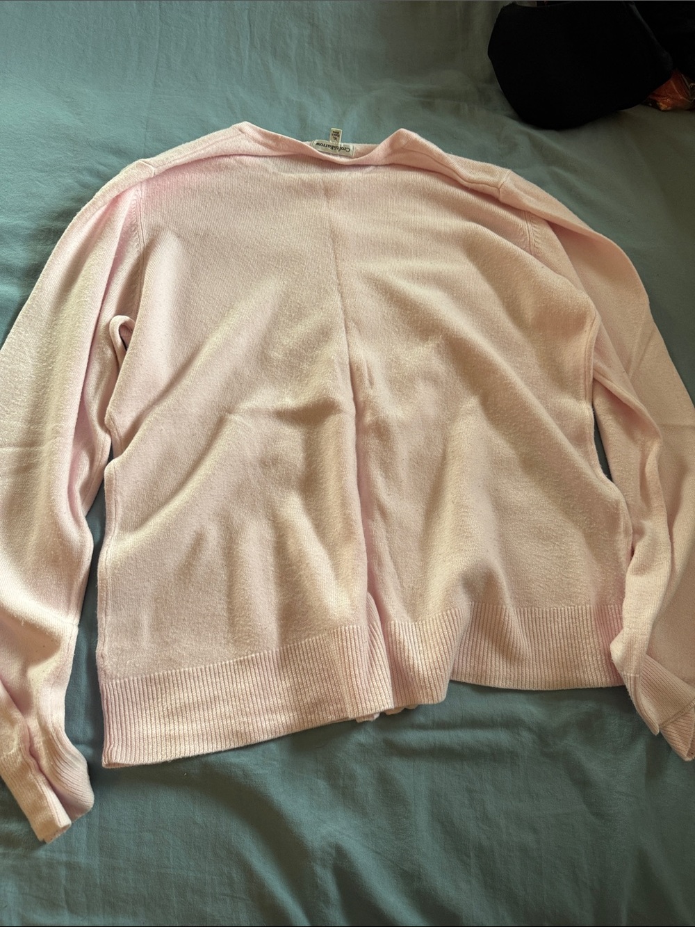 croft & barrow Light Pink Button-Front Crewneck Cardigan - Picture 4 of 4
